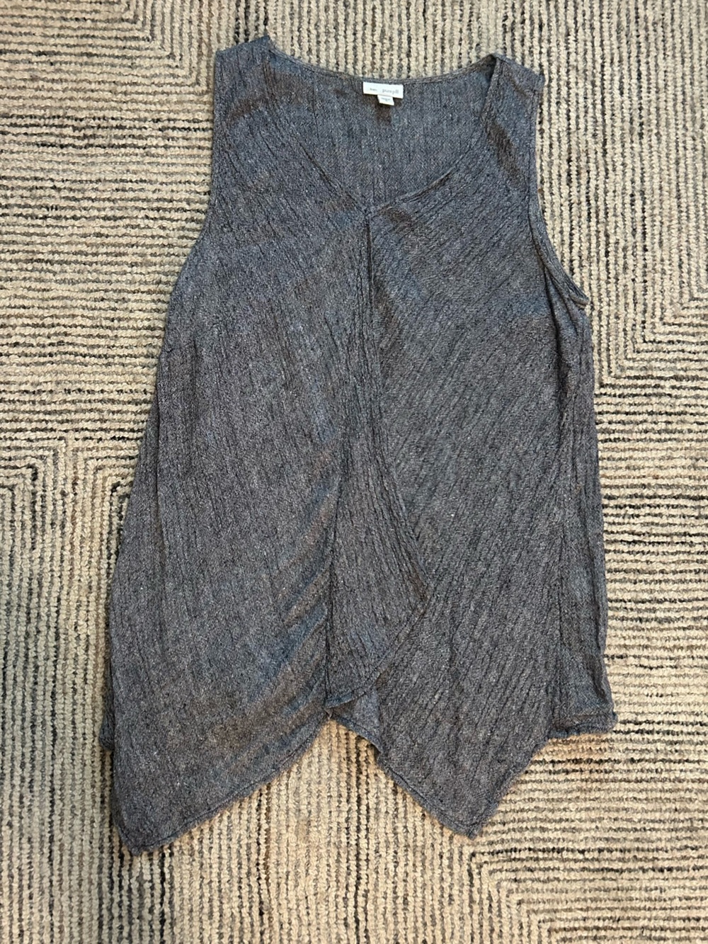 Purejill J. Jill Linen Heathered Gray Sleeveless Top Asymmetrical Medium Resort